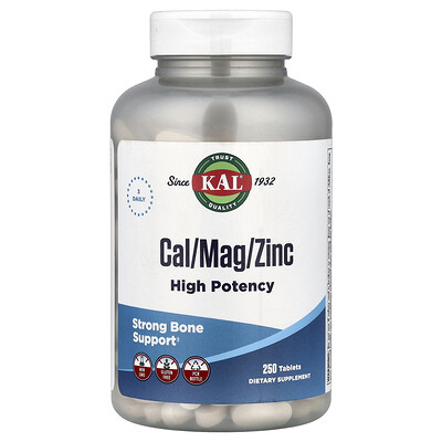 Product Image for KAL, Cal/Mag/Zinc, High Potency, 250 Tablets