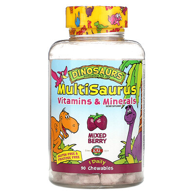 KAL MultiSaurus, Vitamins & Minerals, Mixed Berry, 90 Chewables