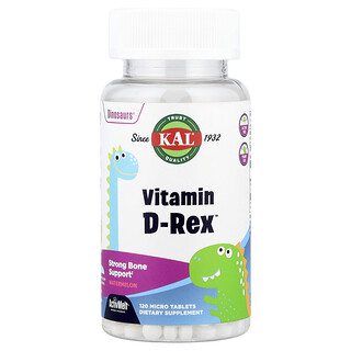 KAL, Dinosaurs®, витамин D-Rex™, арбуз, 15 мкг (600 МЕ), 120 микротаблеток