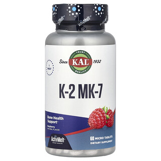KAL, K-2 MK-7, Raspberry, 60 Micro Tablets (100 mcg per Tablet)