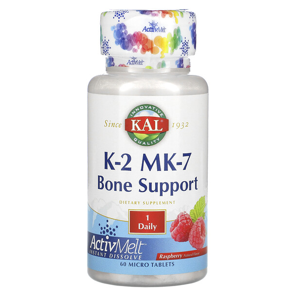 KAL‏, K-2 MK-7, Bone Support, Raspberry, 60 Micro Tablets
