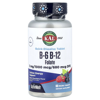 KAL, B-6 B-12 Asid Folik, Beri, 60 Tablet Mikro