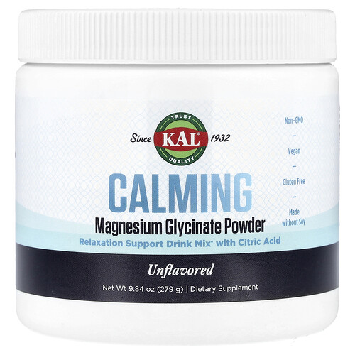 Kal Calming Magnesium Glycinate Powder, Unflavored, 9.84 oz (279 g)