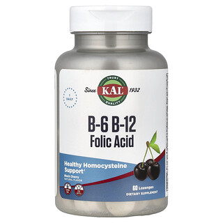 KAL, B-6 B-12 Folic Acid, Black Cherry, 60 Pastilles
