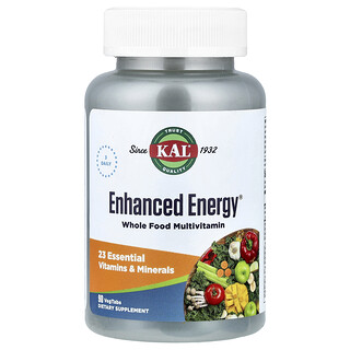 KAL, Enhanced Energy®, täysjyvämonivitamiini, 90 kasvistablettia