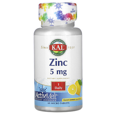 

KAL, Zinc, Sweet Lemon, 5 mg, 60 Micro Tablets