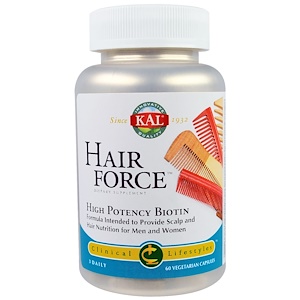 KAL, Сила волос, высокоэффективный биотин, 60 вегетарианских капсул