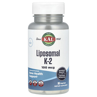 KAL, Lipozomal K-2, 100 mcg, 30 VegCaps