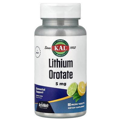 Product Image for KAL, Lithium Orotate, Lemon Lime , 5 mg, 90 Micro Tablets