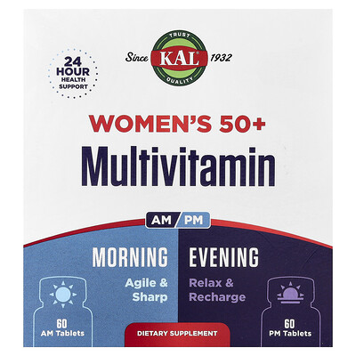 Product Image for KAL, Women's 50+ Multivitamin, Morning & Evening, 2 Pack, 60 Tablets Each