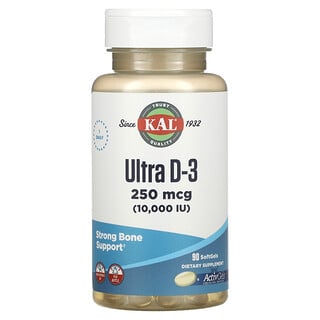 KAL, فيتامين د3 الفائق، 250 مكجم (10,000 وحدة دولية)، 90 كبسولة هلامية