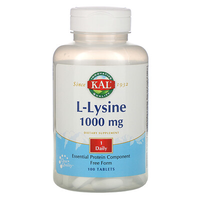 KAL L-Lysine, 1,000 mg, 100 Tablets