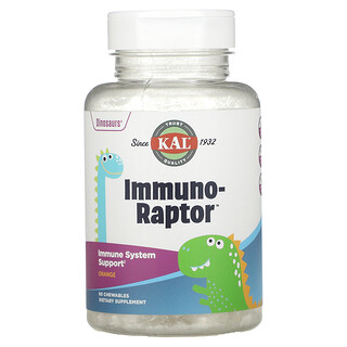 KAL, Dinosaurs, Immuno-Raptor, апельсин, 60 жевательных таблеток