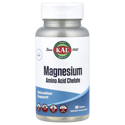 Product Image for KAL, Magnesium Amino Acid Chelate, 100 Tablets