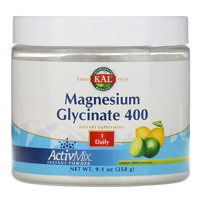 KAL Magnesium Glycinate 400, Lemon Lime, 9.1 oz (258 g)