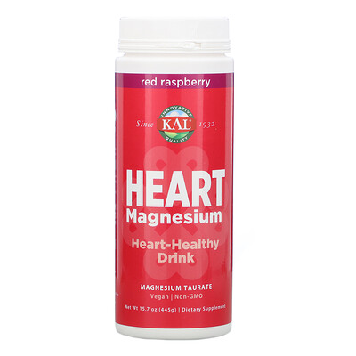 KAL Магний для сердца, напиток для здоровья сердца, красная малина, 445 г (15,7 унции)
