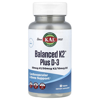 KAL, Balanced K2™ con vitamina D3, 60 comprimidos