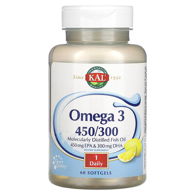 

KAL, Omega 3 450/300, 60 Softgels