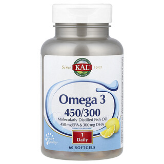 KAL, Omega-3 450/300, 60 cápsulas blandas (1280 mg por cápsula blanda)