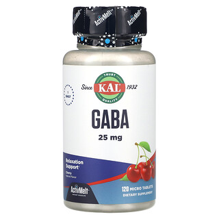 KAL, GABA, Cereja, 25 mg, 120 Microcomprimidos