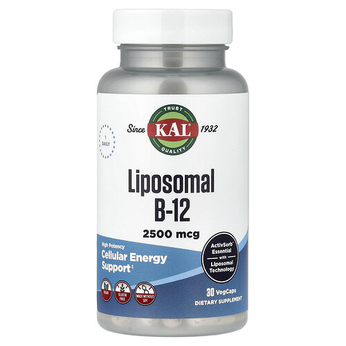 KAL, Liposomal B-12, High Potency, 2,500 mcg, 30 VegCaps