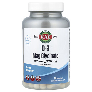 KAL, D-3 Mag Glycinate, 90 VegCaps