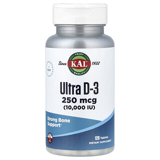 KAL, Ultra D-3, 250 µg (10 000 UI), 120 comprimés