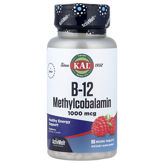 KAL, B-12 甲钴胺，树莓味，1,000 微克，90 片微片
