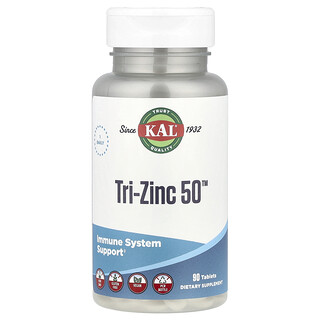 KAL, Tri-Zinc 50™, 90 Tablet (Tablet başına 50 mg)