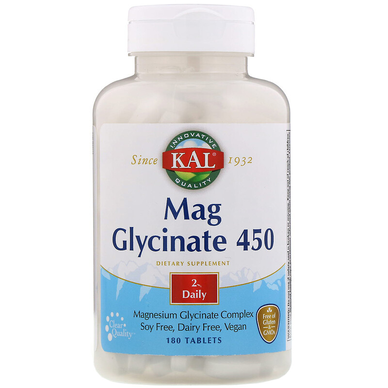 KAL, Magnesium Glycinate 450, 450 mg, 180 Tablets iHerb