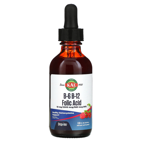 KAL, B-6 B-12 Folic Acid, Mixed Berry, 2 Fl Oz ( 59 Ml)