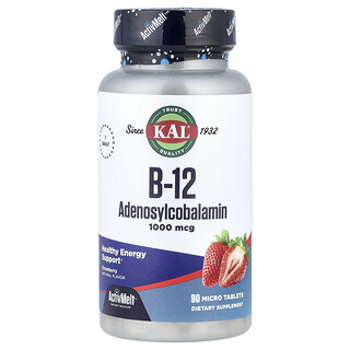 KAL, B12 adenosilcobalamina, fresa, 1000 mcg, 90 microcomprimidos