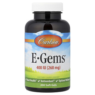 Carlson, E-Gems®, 400 UI (268 mg), 200 cápsulas blandas