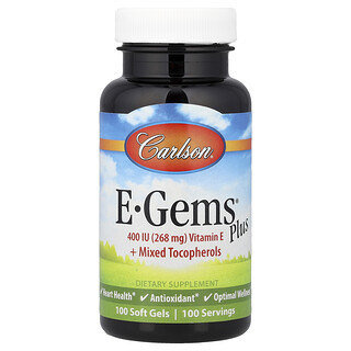 Carlson, E-Gems® Plus, 100 cápsulas blandas