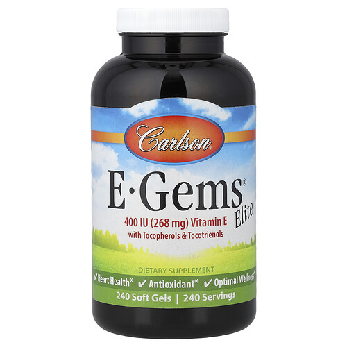 Carlson, E-Gems® Elite, Vitamin E mit Tocopherolen und Tocotrienolen, 240 Weichkapseln