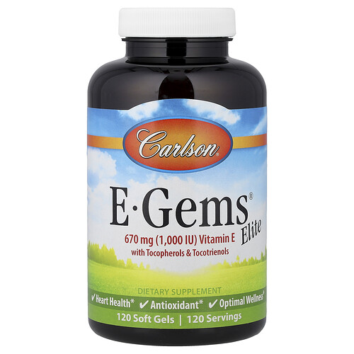 Carlson, E-Gems® Elite, Vitamin E with Tocopherols & Tocotrienols, 120 Soft Gels