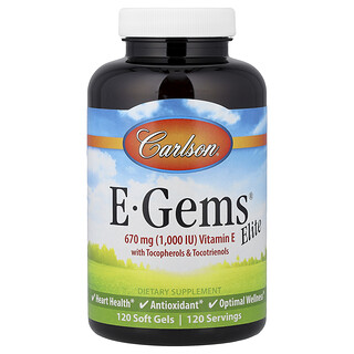Carlson, E-Gems® Elite, Vitamina E con tocoferoles y tocotrienoles, 120 cápsulas blandas