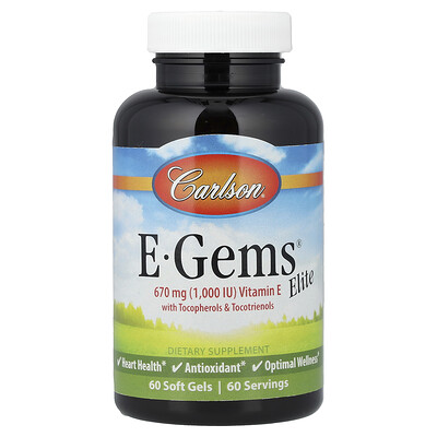 Product Image for Carlson, E-Gems Elite, Vitamin E with Tocopherols & Tocotrienols, 60 Soft Gels