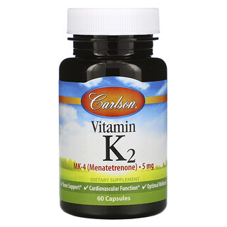 Carlson Labs, Vitamina K2, 5 mg, 60 Cápsulas
