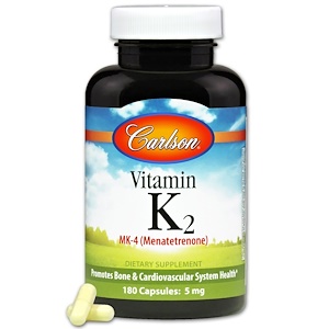 Carlson Labs, Витамин К2, менатетренон, 5 мг, 180 капсул
