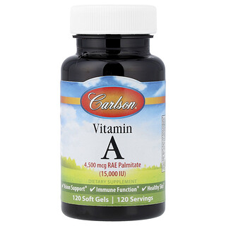 Carlson, Βιταμίνη Α, 4.500 mcg RAE (15.000 IU), 120 Μαλακές Γέκτες