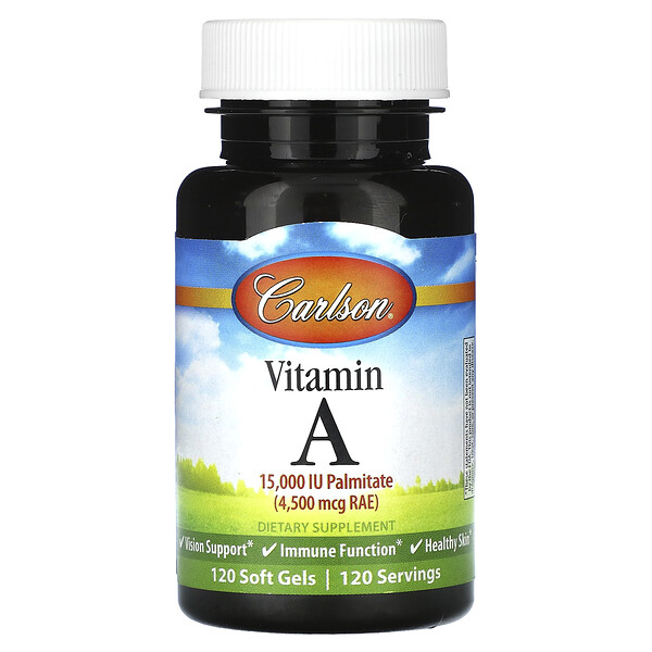Carlson‏, Vitamin A, 4,500 mcg RAE (15,000 IU), 120 Soft Gels
