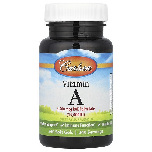 Carlson Vitamin A, 4,500 mcg RAE (15,000 IU), 240 Soft Gels