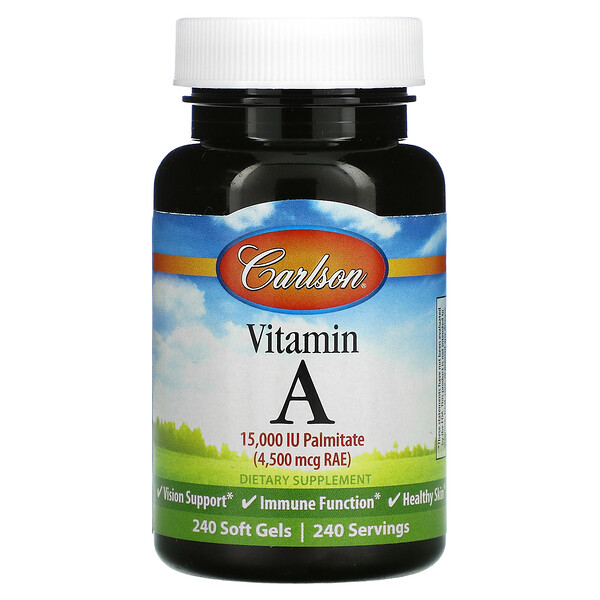 Carlson‏, Vitamin A, 4,500 mcg RAE (15,000 IU), 240 Soft Gels