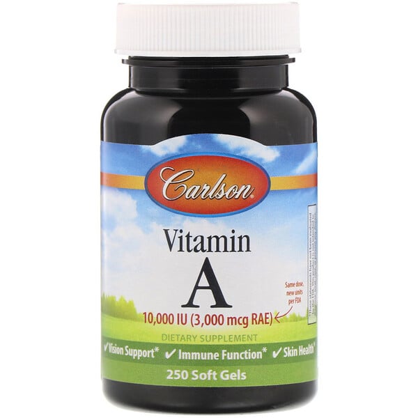 Carlson Labs, Vitamin A, 10,000 IU , 250 Soft Gels