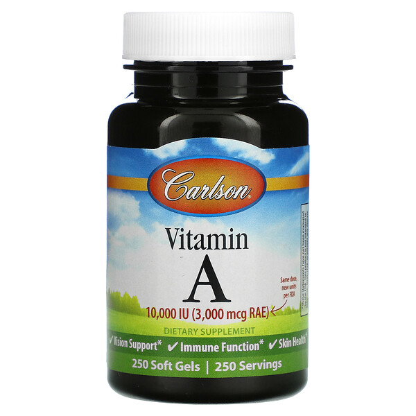 Carlson‏, Vitamin A, 3,000 mcg RAE, (10,000 IU), 250 Soft Gels