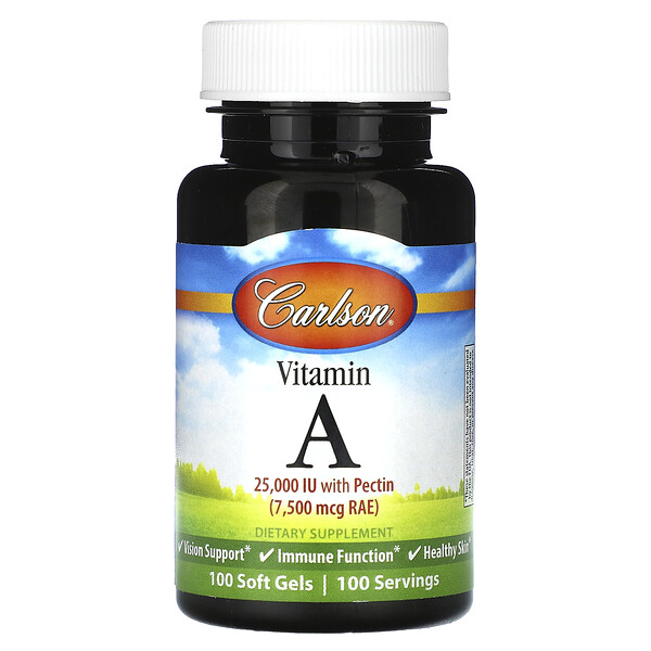Carlson‏, Vitamin A, 7,500 mcg RAE (2,5000 IU), 100 Soft Gels