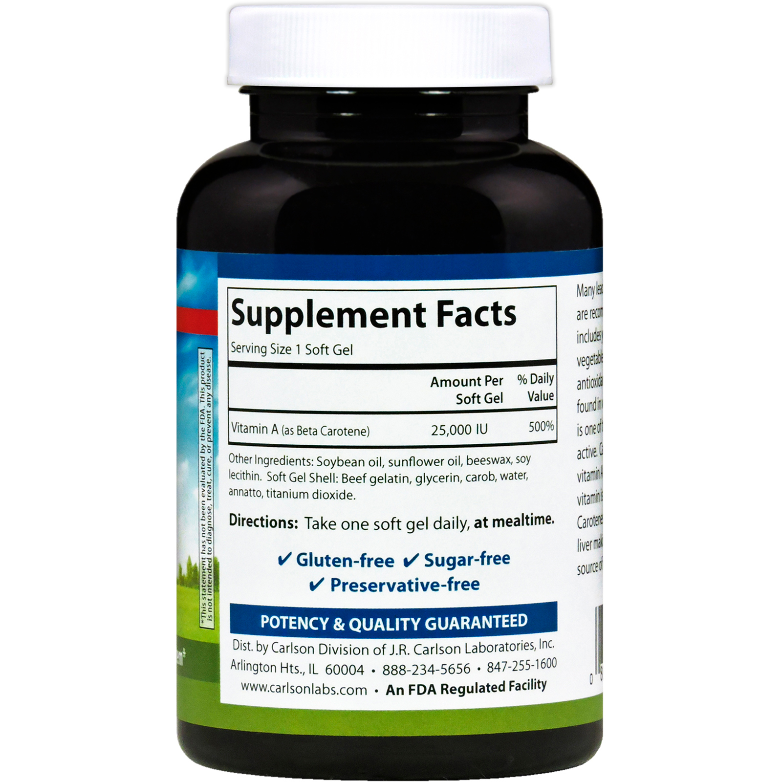 Carlson Labs, Super Beta Carotene, 25,000 IU (15 mg), 250 Soft Gels iHerb