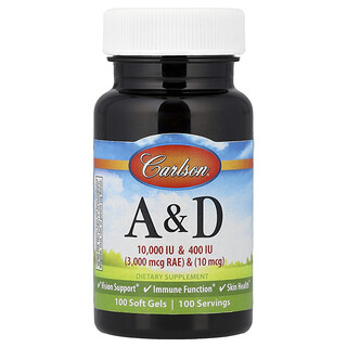 Carlson, Vitamin A & D, 100 Soft Gels
