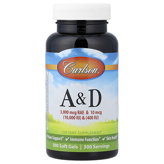 Carlson, Vitamíny A a D, 300 mäkkých gélových kapsúl